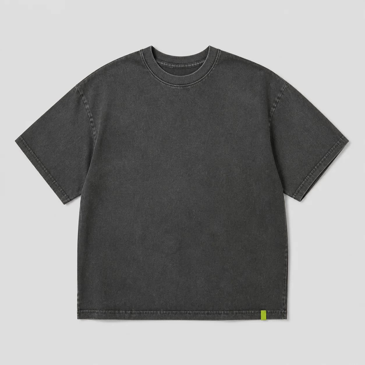Washed charcoal oversized heavyweight T-shirt laid flat